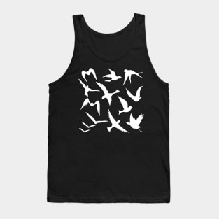 Flying Birds White Silhouettes Tank Top